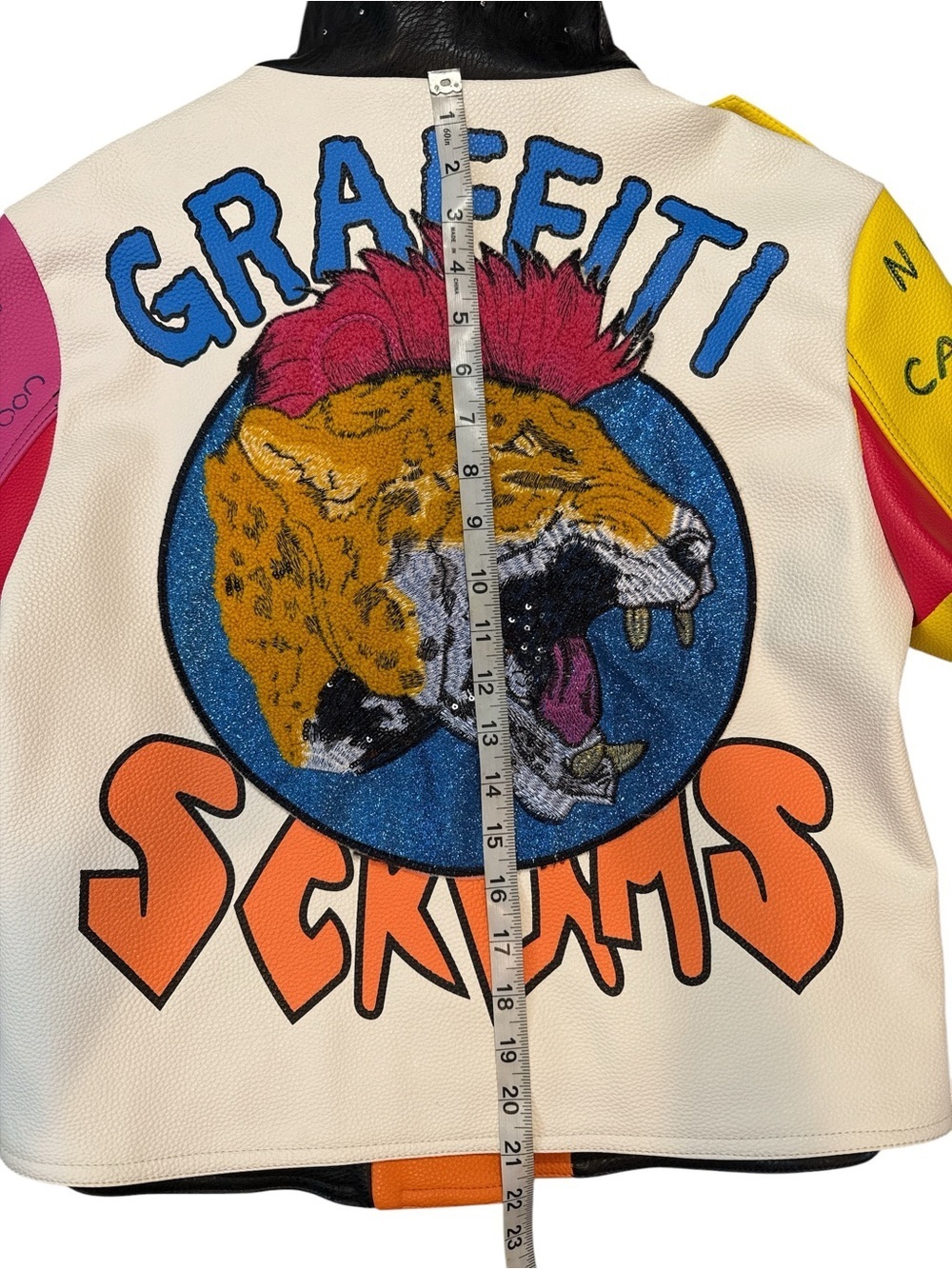 Bold Azalea Wang “Graffiti Kisses” Leather Moto Jacket Large - Picture 16 of 16